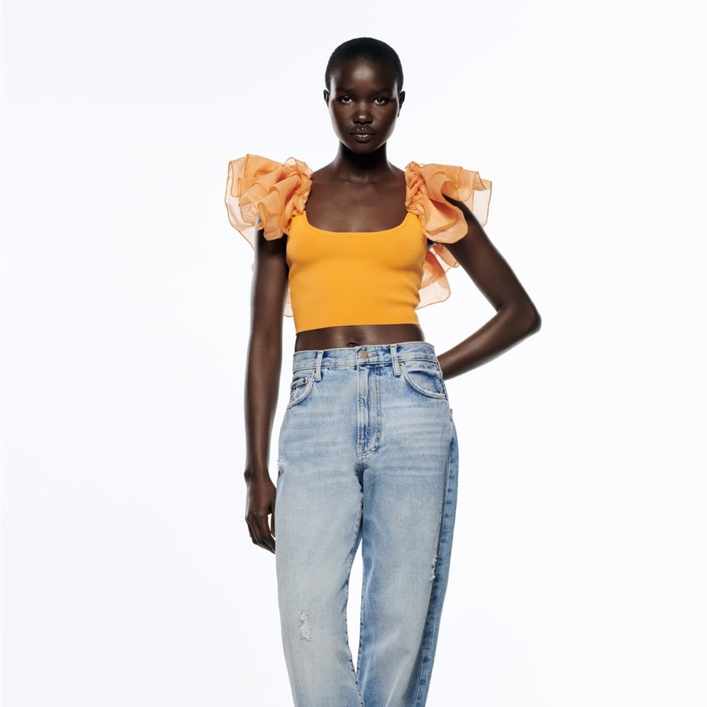 NWT Orange Organza Zara top